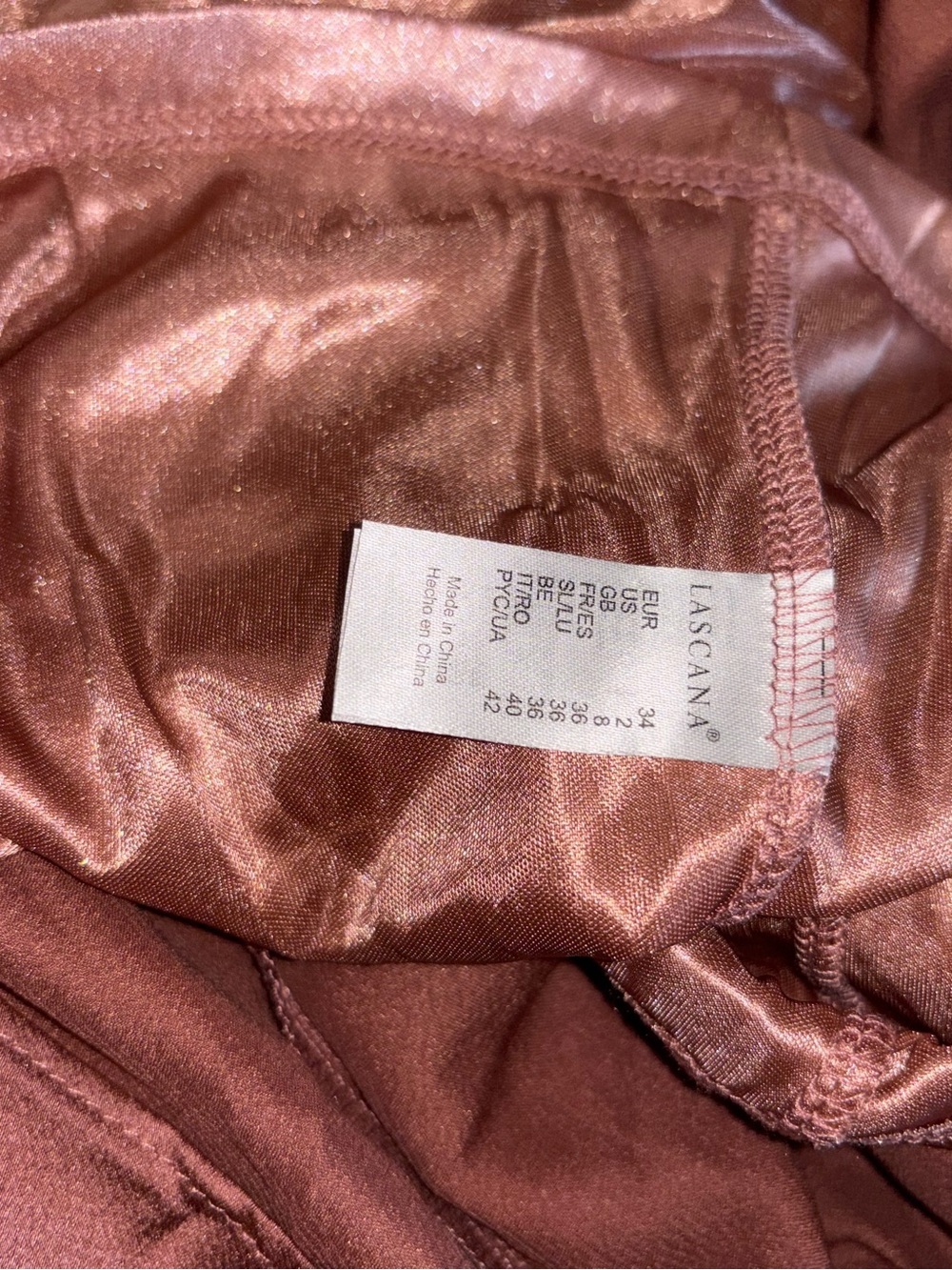 NWT LASCANA by VENUS Rust Satin Slip Dress with Spaghetti Straps size 2 - Picture 11 of 15